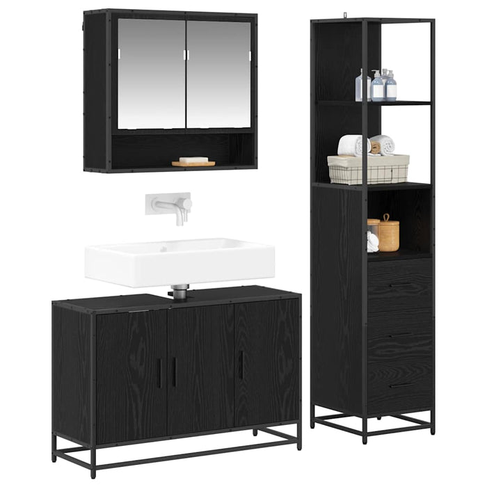 Set de mobilier pentru baie 3 pcs Lemn Vechi Lemn compozit - WALTI WALTI