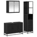 Set de mobilier pentru baie 3 pcs Stejar Negru Lemn compozit - WALTI WALTI