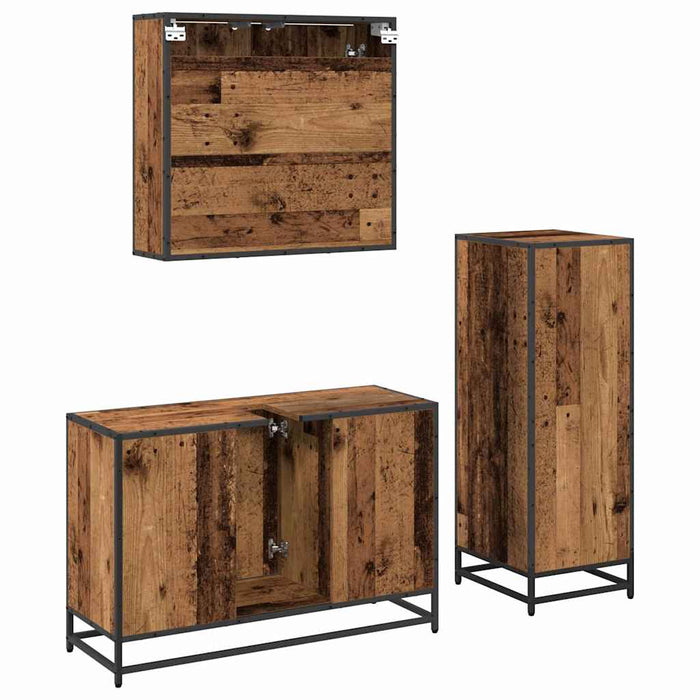 Set de mobilier pentru baie 3 pcs Lemn Vechi Lemn compozit - WALTI WALTI