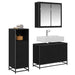 Set de mobilier pentru baie 3 pcs Stejar Negru Lemn compozit - WALTI WALTI
