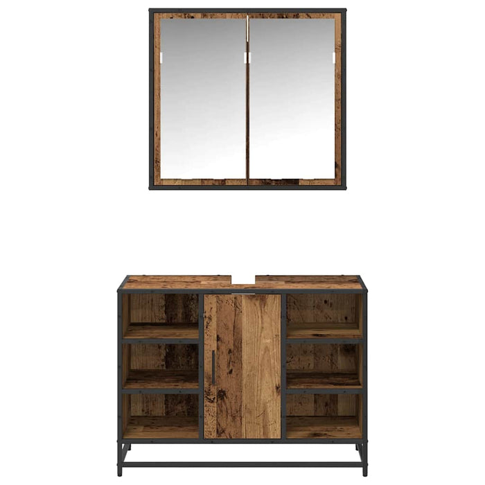 Set de mobilier pentru baie 2 pcs Lemn Vechi Lemn compozit - WALTI WALTI