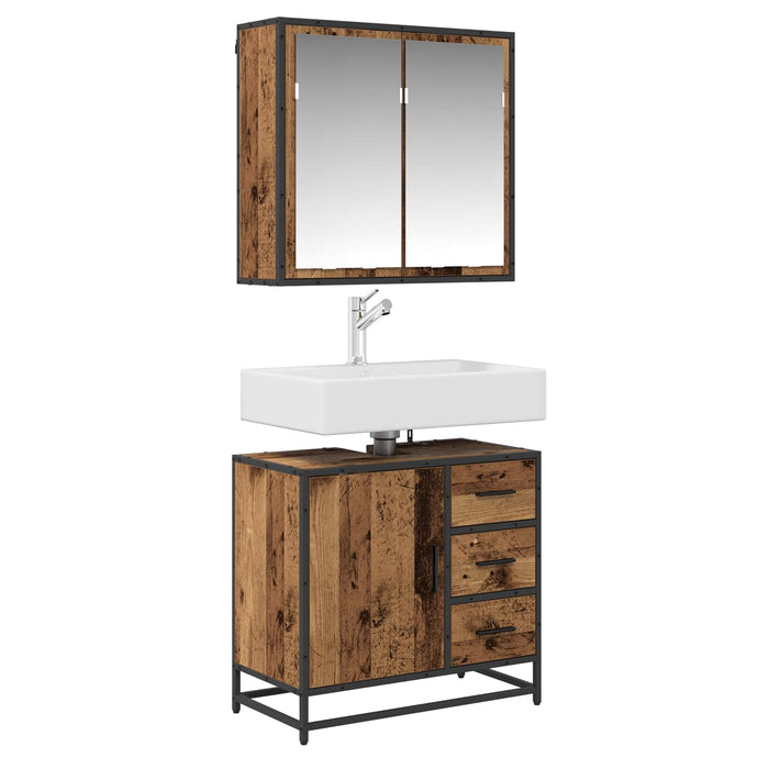 Set de mobilier pentru baie 2 pcs Lemn Vechi Lemn compozit - WALTI WALTI