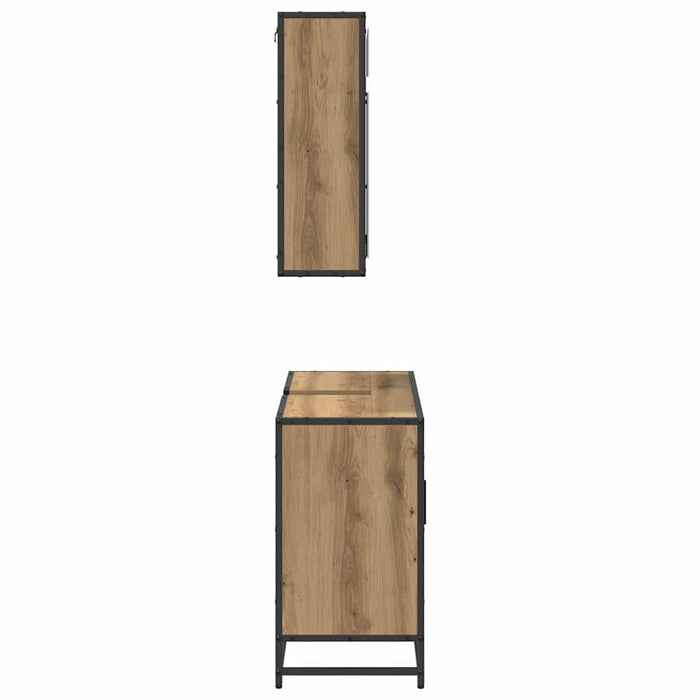 Set de mobilier pentru baie cu raft 2 pcs Stejar Artizanal WALTI