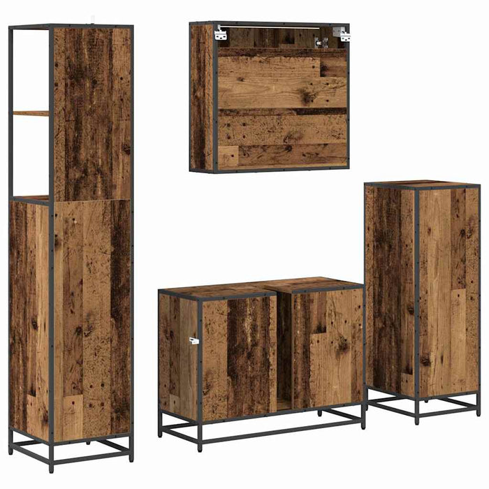 Set de mobilier pentru baie 4 pcs Lemn Vechi Lemn compozit - WALTI WALTI