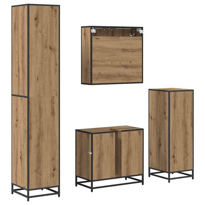 Set de mobilier pentru baie cu sertar 4 pcs Stejar Artizanal - WALTI WALTI