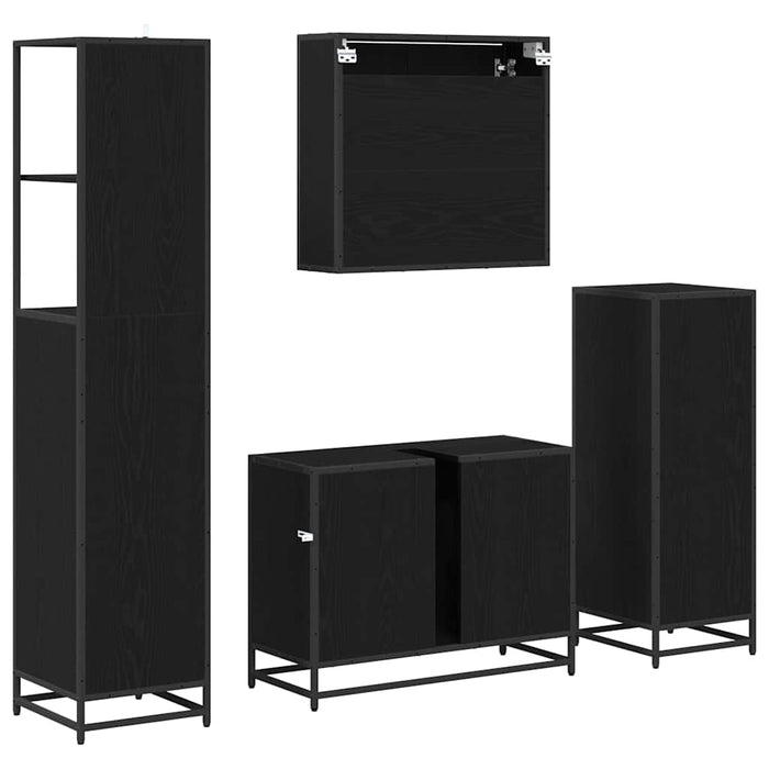 Set de mobilier pentru baie 4 pcs Stejar negru 80 x 33 x 60 cm - WALTI WALTI