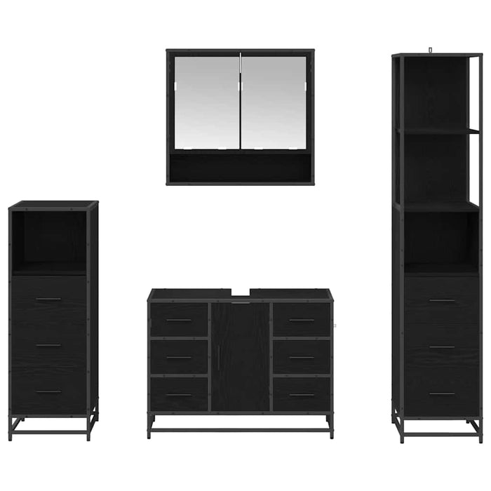 Set de mobilier pentru baie 4 pcs Stejar negru 80 x 33 x 60 cm - WALTI WALTI