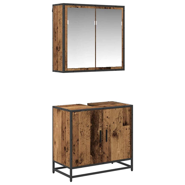 Set de mobilier pentru baie 2 pcs Lemn Vechi Lemn compozit - WALTI WALTI