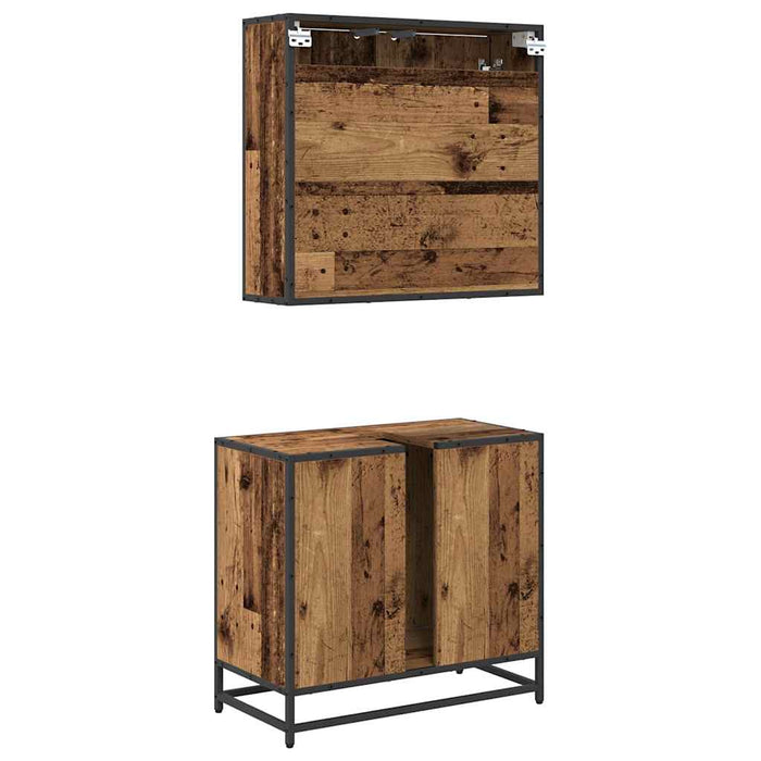 Set de mobilier pentru baie 2 pcs Lemn Vechi Lemn compozit - WALTI WALTI