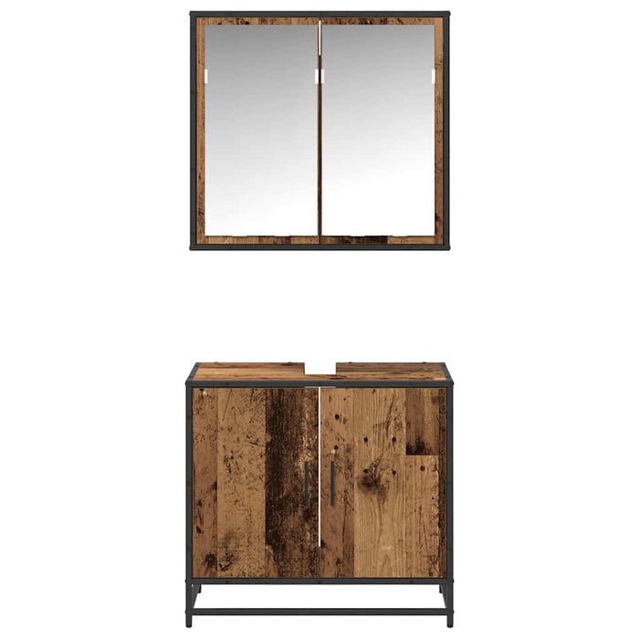 Set de mobilier pentru baie 2 pcs Lemn Vechi Lemn compozit - WALTI WALTI