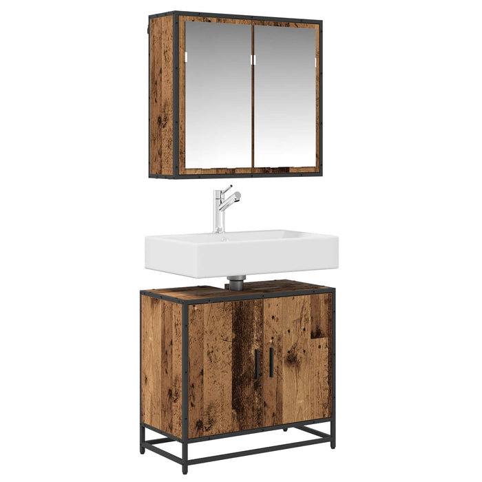 Set de mobilier pentru baie 2 pcs Lemn Vechi Lemn compozit - WALTI WALTI