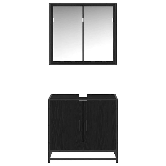 Set de mobilier pentru baie 2 pcs Stejar Negru Lemn compozit - WALTI WALTI