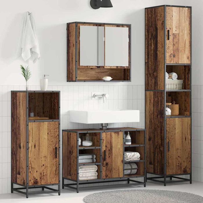 Set de mobilier pentru baie 3 pcs Lemn Vechi Lemn compozit - WALTI WALTI