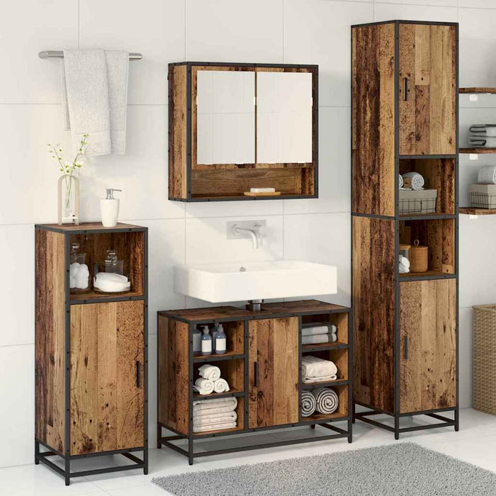 Set de mobilier pentru baie 3 pcs Lemn Vechi Lemn compozit - WALTI WALTI