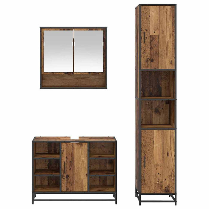 Set de mobilier pentru baie 3 pcs Lemn Vechi Lemn compozit - WALTI WALTI