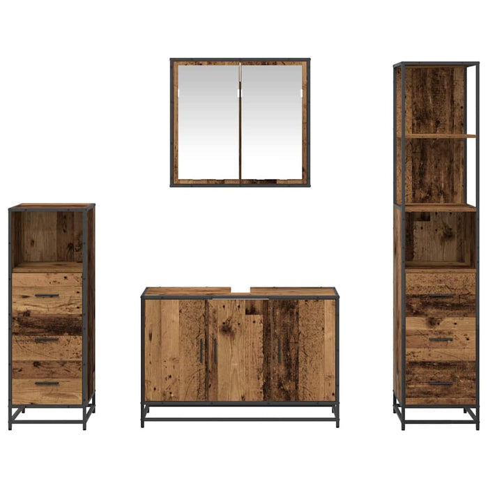 Set de mobilier pentru baie 4 pcs Lemn Vechi Lemn compozit - WALTI WALTI