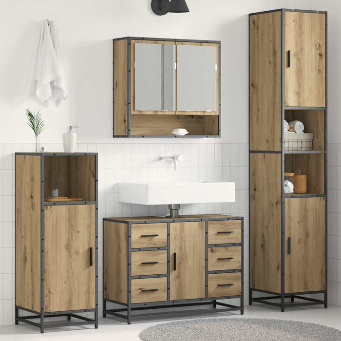 Set de mobilier pentru baie cu sertar 3 pcs Stejar Artizanal - WALTI WALTI