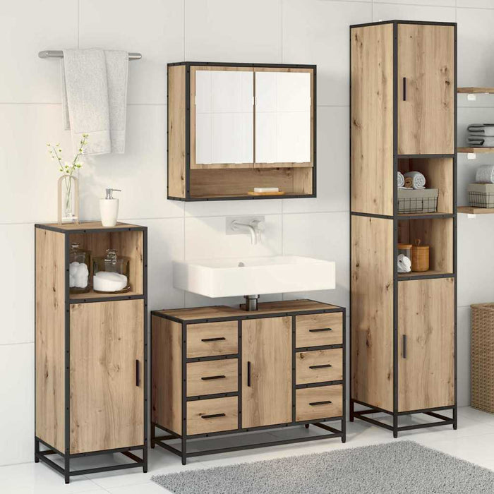 Set de mobilier pentru baie cu sertar 3 pcs Stejar Artizanal - WALTI WALTI