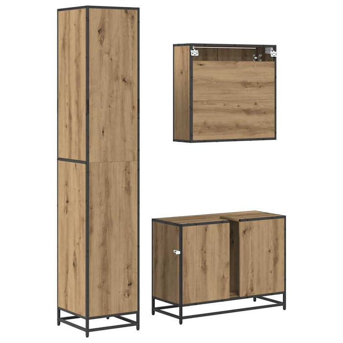 Set de mobilier pentru baie cu sertar 3 pcs Stejar Artizanal - WALTI WALTI