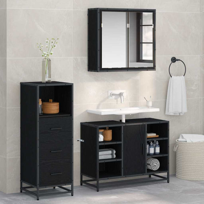 Set de mobilier pentru baie 3 pcs Lemn Vechi Lemn compozit - WALTI WALTI
