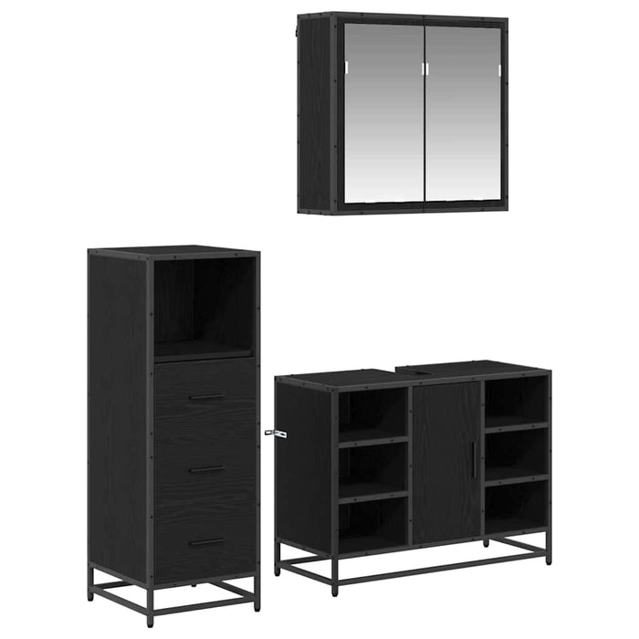 Set de mobilier pentru baie 3 pcs Lemn Vechi Lemn compozit - WALTI WALTI