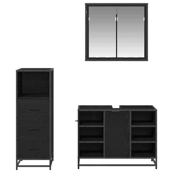 Set de mobilier pentru baie 3 pcs Lemn Vechi Lemn compozit - WALTI WALTI