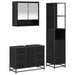 Set de mobilier pentru baie 3 pcs Stejar Negru Lemn compozit - WALTI WALTI