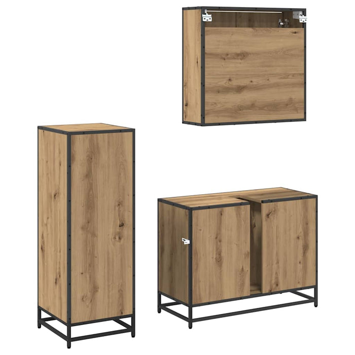 Set de mobilier pentru baie cu sertar 3 pcs Stejar Artizanal - WALTI WALTI