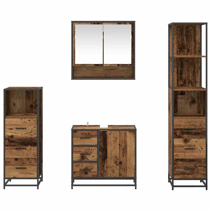Set de mobilier pentru baie 4 pcs Lemn Vechi Lemn compozit - WALTI WALTI