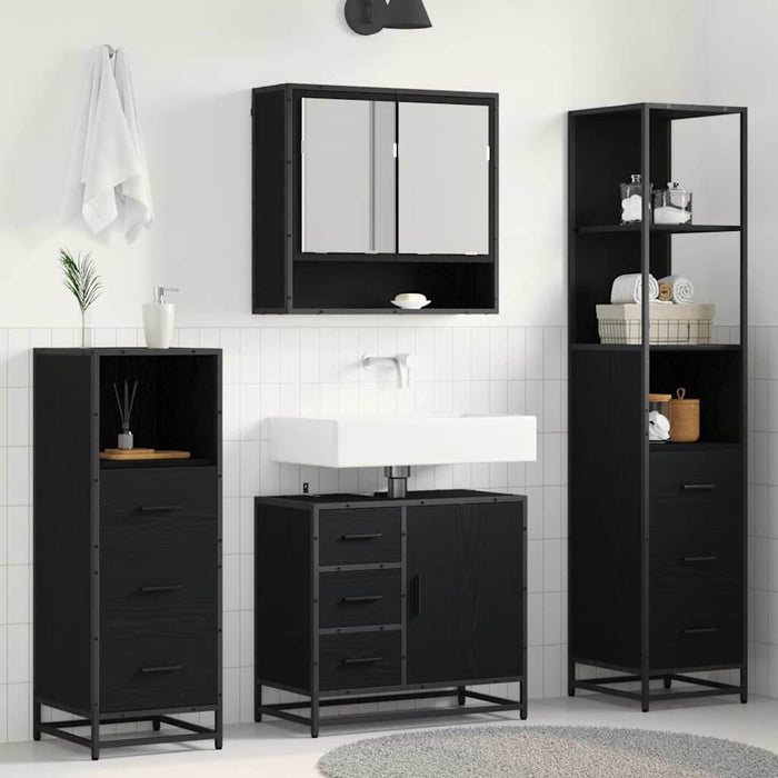 Set de mobilier pentru baie 4 pcs Stejar negru 65 x 33 x 60 cm - WALTI WALTI