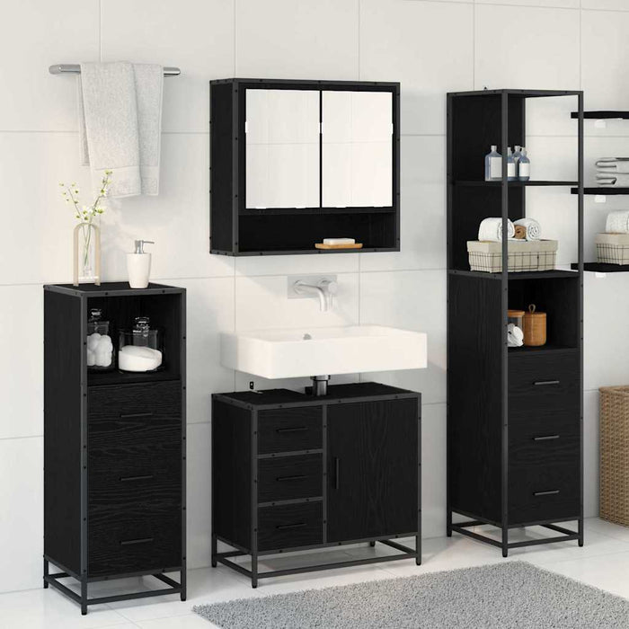 Set de mobilier pentru baie 4 pcs Stejar negru 65 x 33 x 60 cm - WALTI WALTI
