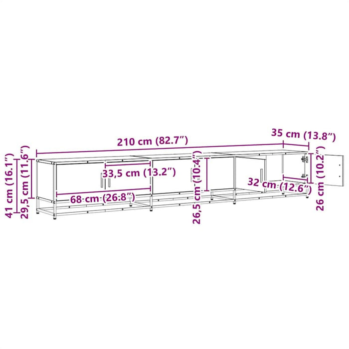 Cabinet TV Stejar negru 210 x 35 x 41 cm Lemn compozit - WALTI WALTI