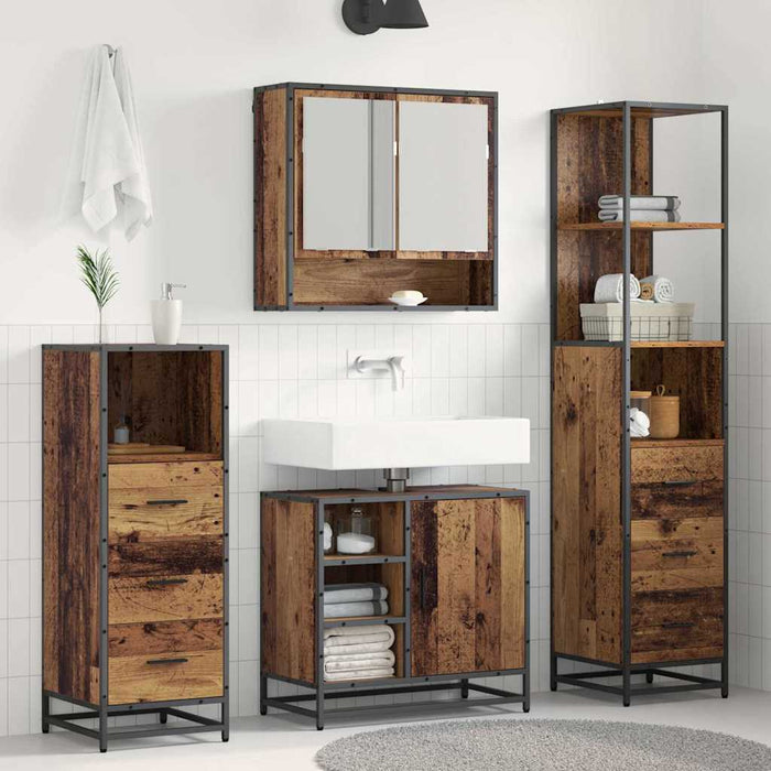 Set de mobilier pentru baie 3 pcs Lemn Vechi Lemn compozit WALTI