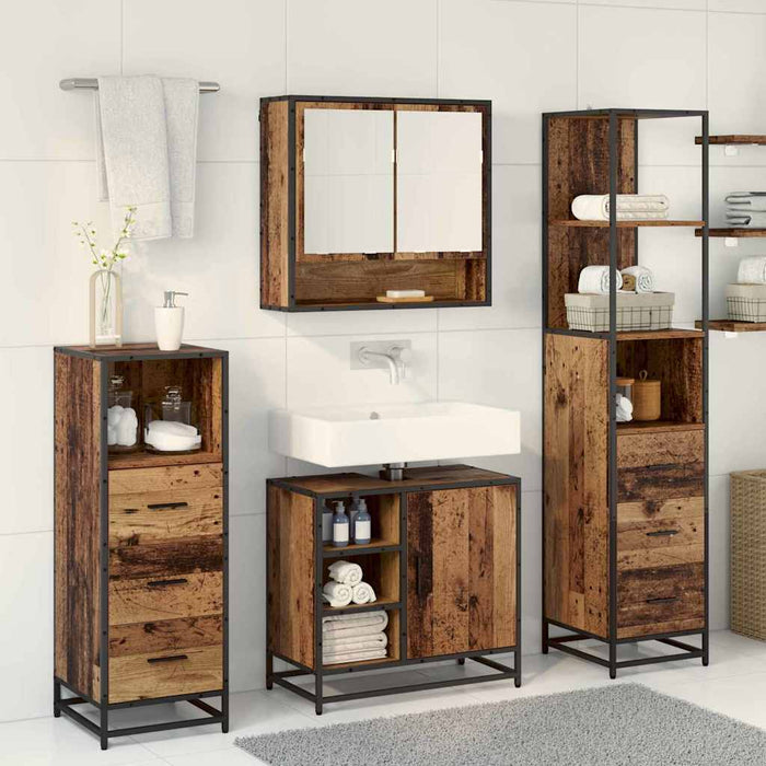 Set de mobilier pentru baie 3 pcs Lemn Vechi Lemn compozit WALTI