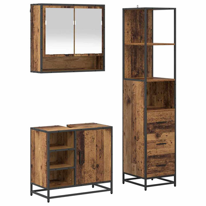 Set de mobilier pentru baie 3 pcs Lemn Vechi Lemn compozit WALTI