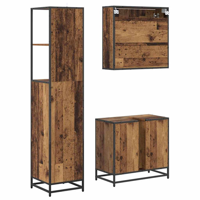 Set de mobilier pentru baie 3 pcs Lemn Vechi Lemn compozit WALTI
