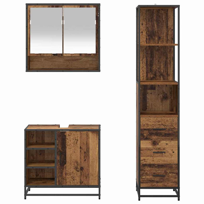 Set de mobilier pentru baie 3 pcs Lemn Vechi Lemn compozit WALTI
