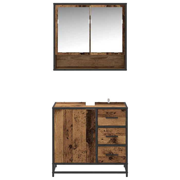 Set de mobilier pentru baie 2 pcs Lemn Vechi Lemn compozit - WALTI WALTI
