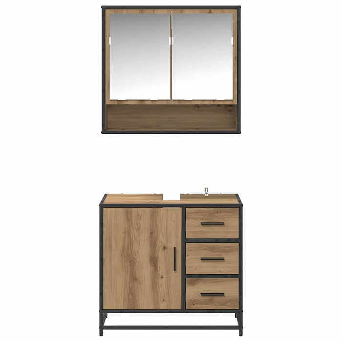 Set de mobilier pentru baie cu sertar 2 pcs Stejar Artizanal - WALTI WALTI