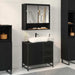 Set de mobilier pentru baie 2 pcs Stejar Negru Lemn compozit - WALTI WALTI