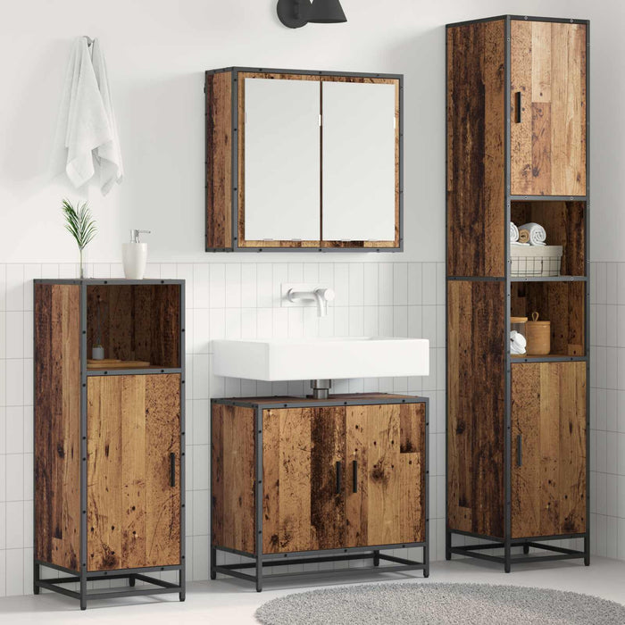 Set de mobilier pentru baie 3 pcs Lemn Vechi Lemn compozit - WALTI WALTI