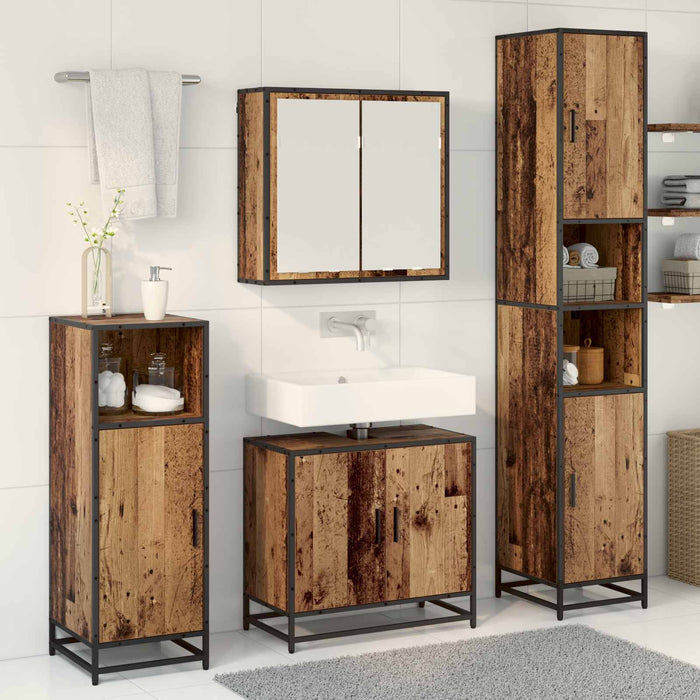 Set de mobilier pentru baie 3 pcs Lemn Vechi Lemn compozit - WALTI WALTI