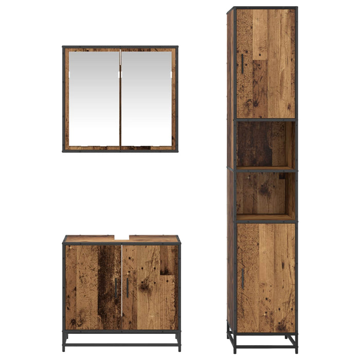Set de mobilier pentru baie 3 pcs Lemn Vechi Lemn compozit - WALTI WALTI