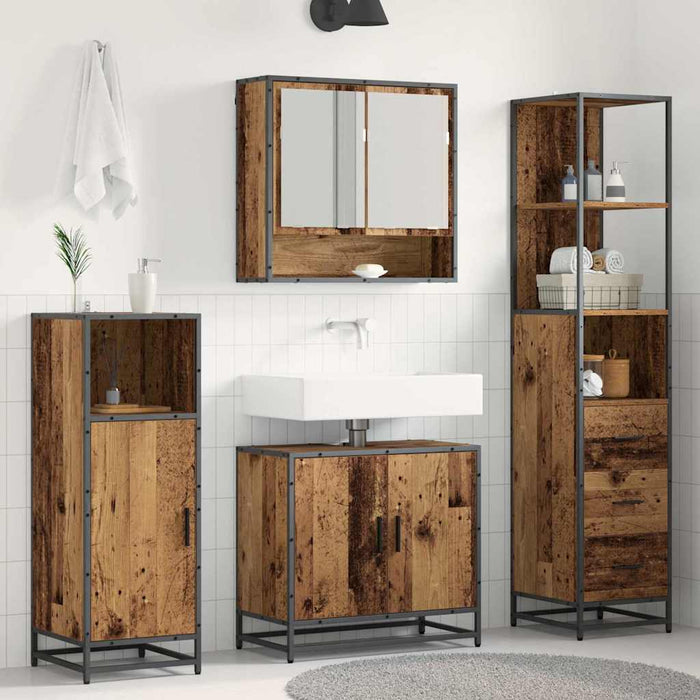 Set de mobilier pentru baie 3 pcs Lemn Vechi Lemn compozit - WALTI WALTI
