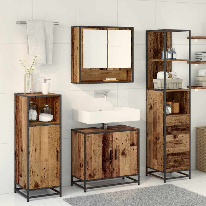 Set de mobilier pentru baie 3 pcs Lemn Vechi Lemn compozit - WALTI WALTI