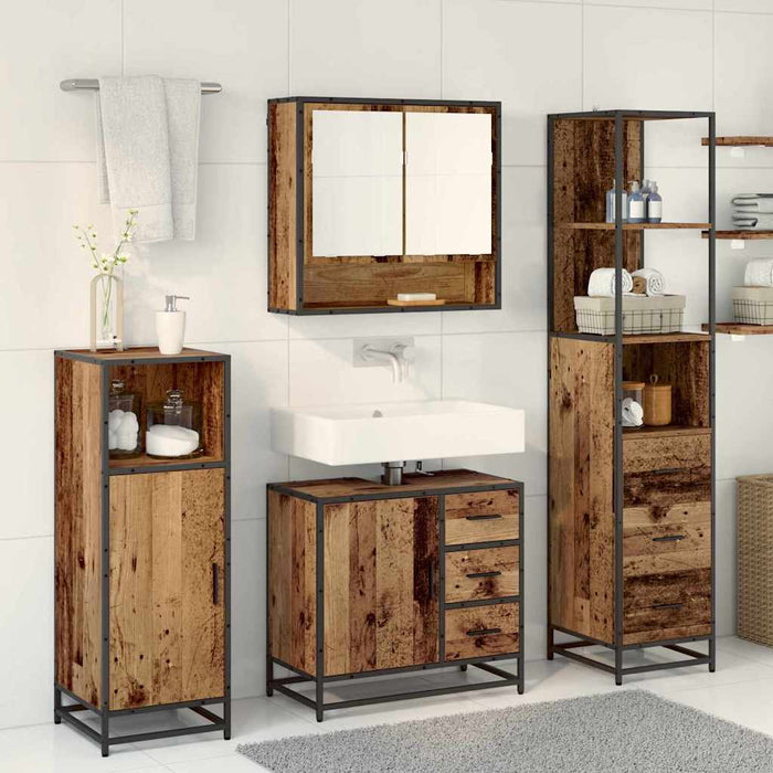 Set de mobilier pentru baie 3 pcs Lemn Vechi Lemn compozit - WALTI WALTI