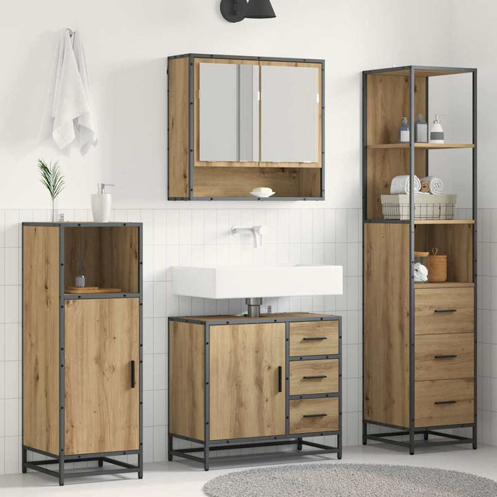 Set de mobilier pentru baie cu sertar 3 pcs Stejar Artizanal - WALTI WALTI