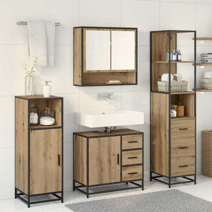Set de mobilier pentru baie cu sertar 3 pcs Stejar Artizanal - WALTI WALTI