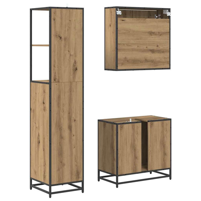 Set de mobilier pentru baie cu sertar 3 pcs Stejar Artizanal - WALTI WALTI