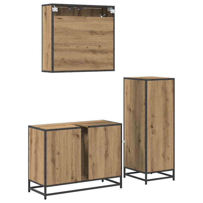 Set de mobilier pentru baie cu sertar 3 pcs Stejar Artizanal WALTI